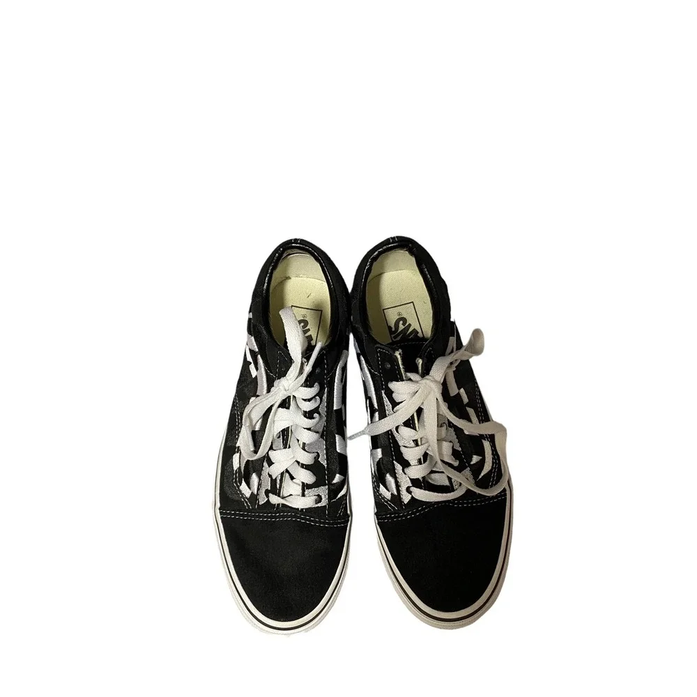 Vans Old Skool Classic Low Skate Shoes Black‎ White Mens Size 6.5 Women 8